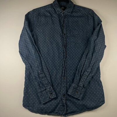 Cotton On Size Small Traditional Wrinkle Free Dark Blue Mens Casual Dress Shirt