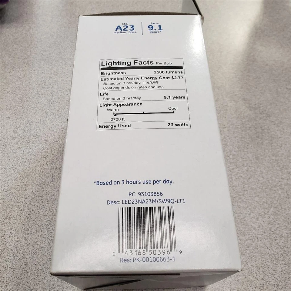 = GE Basic LED A23 Bulb Medium Base Non-Dimmable Soft White 93103856 NEW - Image 3 of 3