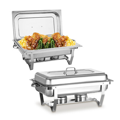 Stainless Steel Chafer Set Buffet Chafing Dish Kit with 8QT Full Size Food Pan