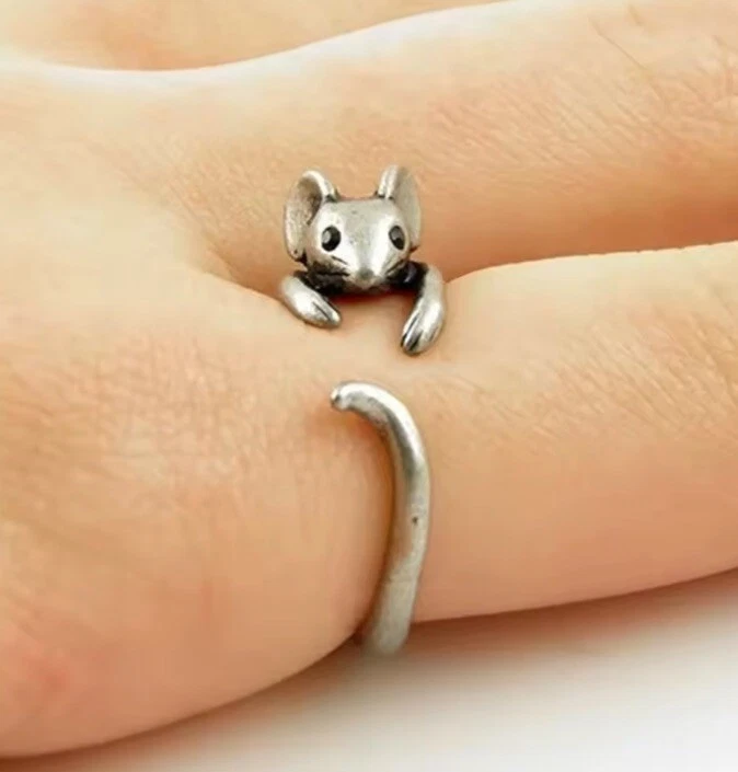 Anillo Ratón Plata Ajustable a Cualquier Talla Reino Unido 🇬🇧 Stock Entrega Rápida Antiguo Foto 2 de 4