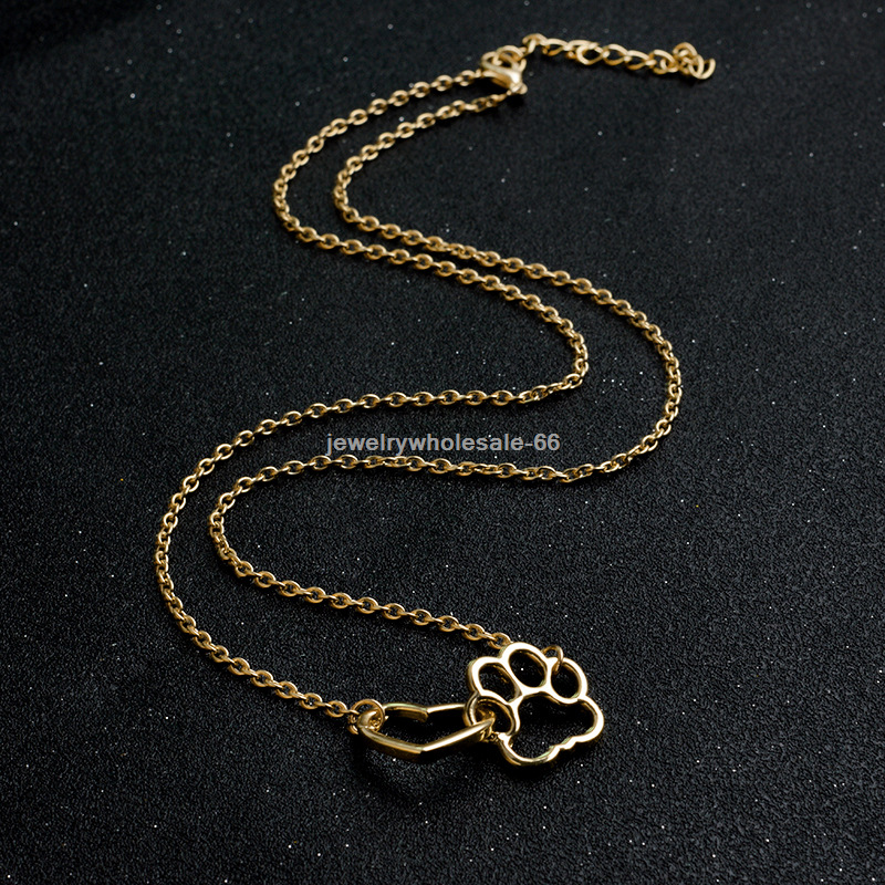 Cute Hollow Pet Dog Paw Heart Charm Bracelets & Bangles Pulseras Accessories Gif