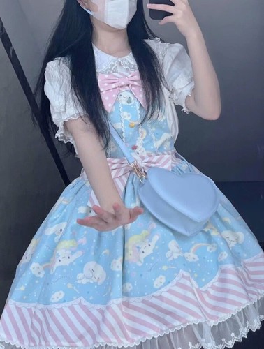 Cinnamoroll Kuromi My Melody Lolita Dress JSK Strap Skirt Girl Cosplay Costume - Picture 4 of 24
