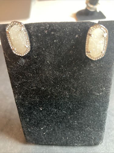 Kendra Scott White Druzy Stud Earrings B147 - Picture 3 of 8