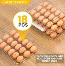Rolling Egg Container for Refrigerator with Lid Fridge Organizer Utopia Kitchen