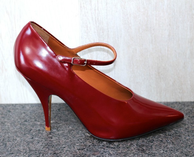NIB CELINE PARIS Burgundy Mary Jane Leather Pumps Shoes 39.5 | eBay