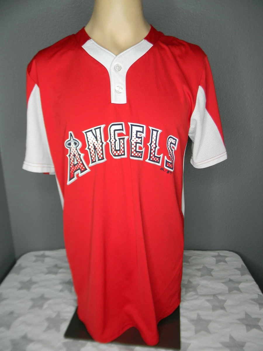 LOS ANGELES ANAHEIM ANGELS red baseball jersey MAJESTIC COOL BASE  men's M