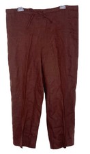 VTG Laura Ashley Women  s Maroon 100 Linen Flax Drawstring Pants Size Medium E4