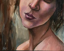 Beautiful Portrait Original Acrylic on  Canvas Young woman by Artist
