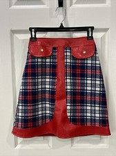 Vintage Woman  s Red/Blue/White Plaid Skirt