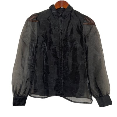 Vero Moda Women's Xs button down top black sheer  long sleeve Shirt Capsule NWT