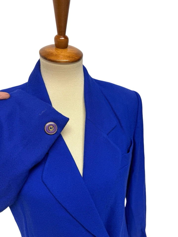 Vintage Gloria Vanderbilt  Women's 100% Wool Blazer Royal Blue size 8 - Image 4 of 4
