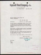 El Paso TX 1928 - Ingersoll Rand Co - Vintage History Letter Head Bill