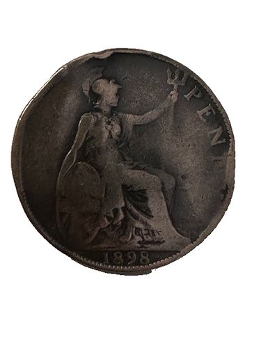 1898 Regno Unito Victoria moneta 1 penny lucida - Foto 2 di 2