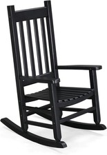 Black Wood Kids Rocking Chair Ages 6-10 All Weather Porch Garden Yard Patio