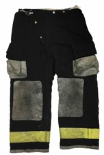 42x30 Globe Black Firefighter Turnout Pants with Yellow Tape P1474