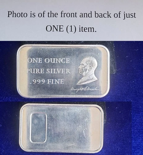 Vintage President Dwight D Eisenhower 1 Troy Oz .999 Fine Silver Bar
