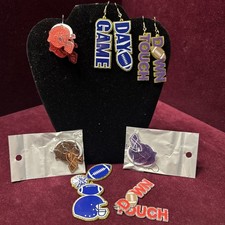 4 Pairs Football Earrings Acrylic Football Helmet Etc  Plus Extra Pieces.