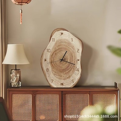 Log-style desktop clock, tabletop clock, and living room wall clock.