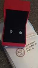 Lab Grown Diamond Stud Earrings 1ct Each 2tcw 3 Prong 14k White Gold Settings