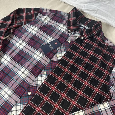 Chaps Classic Oxford Red, White & Blue Plaid Men's Button Front Shirt Size XL