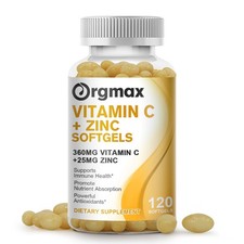 Zinc 25 mg Vitamin C 360mg Essential Mineral, Antioxidant, Immune Support, Skin