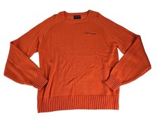 Vintage Pine State Mens L Orange Syracuse Long Sleeve Knit Sweater Usa Made NOS