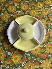 Vintage 60's MCM California Pottery Chip And Dip Serving Dish