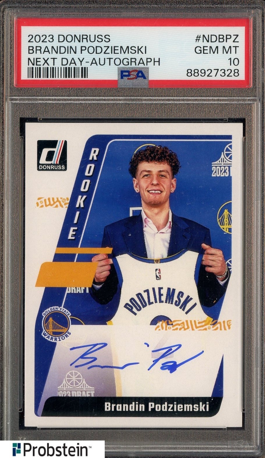 2023 Donruss Next Day Brandin Podziemski Warriors RC Rookie AUTO PSA 10 GEM MINT