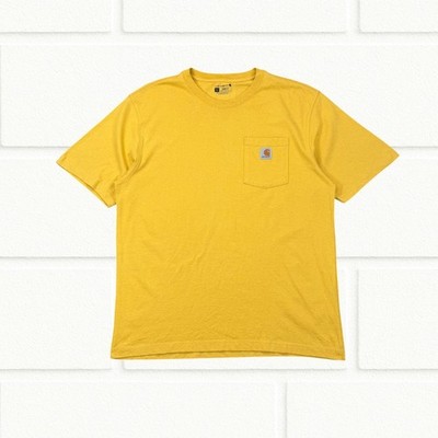 Carhartt Loose Fit Kurzarm Pocket T-Shirt Gelb Herren Large Baumwolle Retro