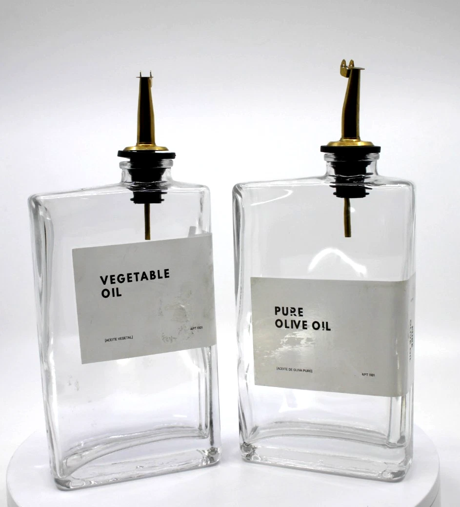2 Oil Dispensers for Kitchen Glass Oil Bottle 500ML Oil and Vinegar Dispenser