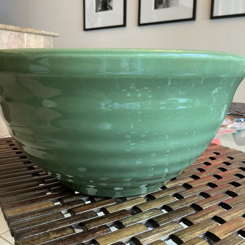 Vintage Bauer Keramik #12 Rührschüssel grün 9,25" Ring Ware - TOP ZUSTAND