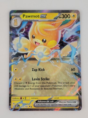 Pawmot ex 73/197 Double Rare ex Obsidian Flames Pokemon Cards
