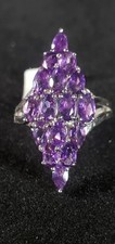 Vintage Amethyst Sterling Silver Ring Size 8 3.32ctw Ov/ps
