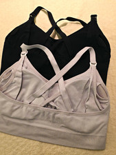 Lot of 2 Women's nursing Sports Bras with removable pads size large white black