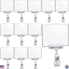 Epakh 20-Pack Rotating Sign Clips & Price Tag Holders with PVC Card Sleeves