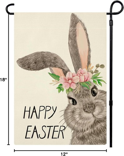 Easter Garden Flag 12x18 Inch Double Sided Bunny Small Seasonal... - Picture 8 of 8