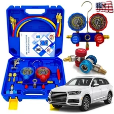 AC Manifold Gauge Set 4 Way For R134a R410a R22 R404 Refrigerat with 4ft Hoses