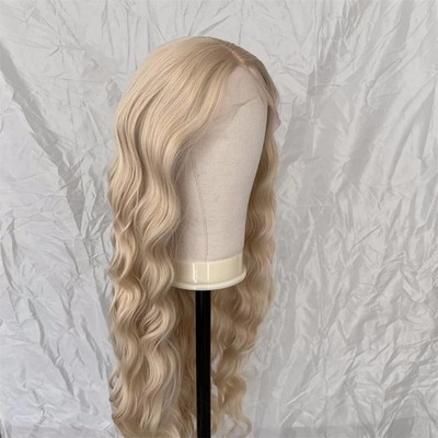 Natural Long Wavy Blonde Soft Frontal Lace Wig Synthetic Hair Heat Resistant