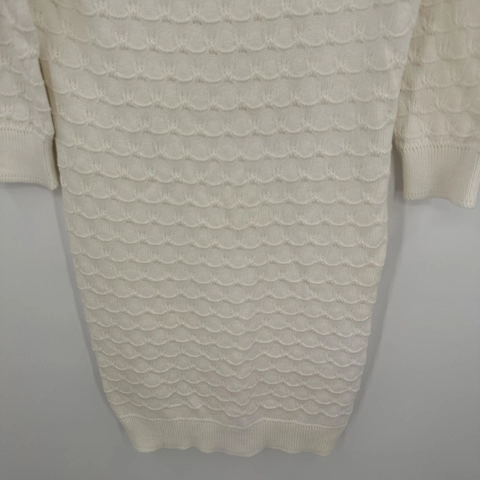 Vestido Suéter Milly Para Mujer Tejido Medio Texturizado Pullover Manga 3/4 Dobladillo Vieira Foto 3 de 4