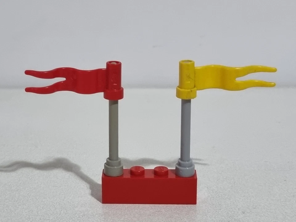 Lego Fabuland 4495b Banderin Bandera Roja Amarilla Mastil Gris Castillo - Imagen 1 de 1