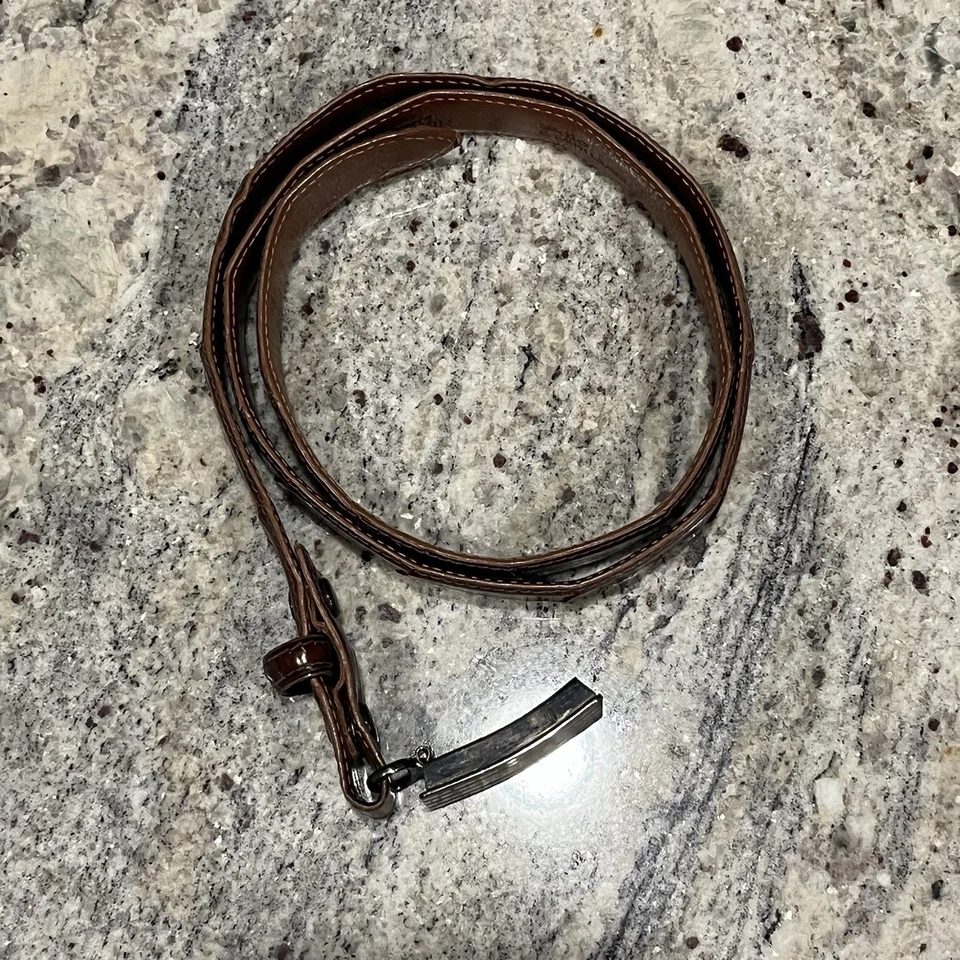 Cinturón Vintage Polo Ralph Lauren Hombre 32 Cuero Caimán Hebilla Plata Esterlina Foto 3 de 4