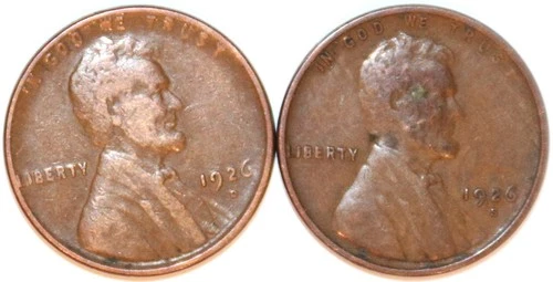 (2) Lincoln Cents - 1926D(Extra Fine) 1926S(Very Fine) - #2476E - FREE SHIPPING