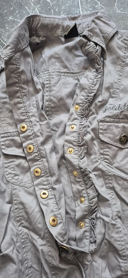 Women's Golddigga Short Sleeve Button Up Ruffled Shirt Dress Size XS - Image 3 of 4