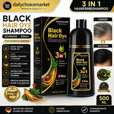 Haarfarbe Shampoo Schwarz 500 ml   3-in-1 Haa...