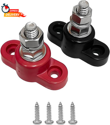 2PCS Car Single Stud Battery Junction Post Block, 12V 5/16'' Heavy-Duty Insulated