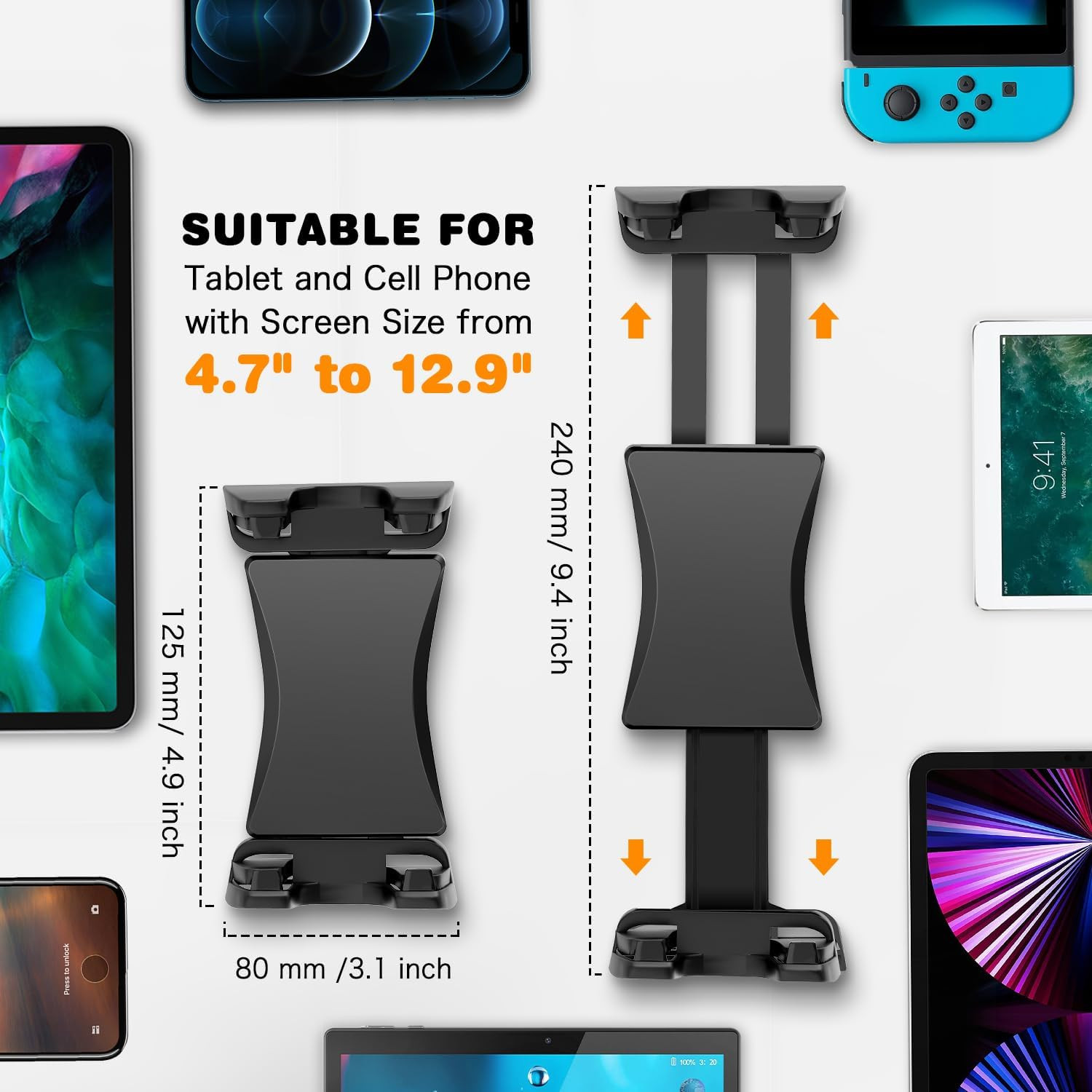 Tablet Mount for Car/Truck Heavy Duty, 360° Adjustable Tablet Stand Wall Mount H