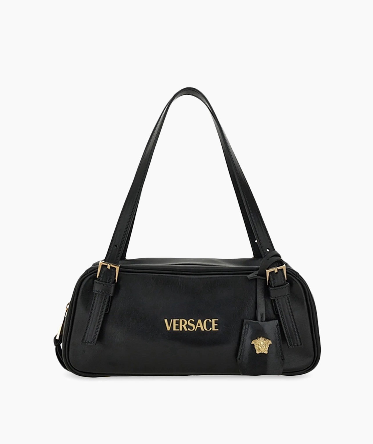 Versace Versace Tag Zip Leather Shoulder Bag