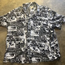 Panama Jack Hawaiian Shirt 3XL White Motorcycle Print AOP Rayon