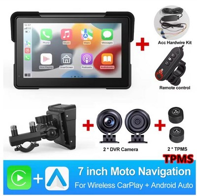 7'' Motorcycle GPS Navigation Wireless CarPlay Android Auto with HD Camera & TPMS