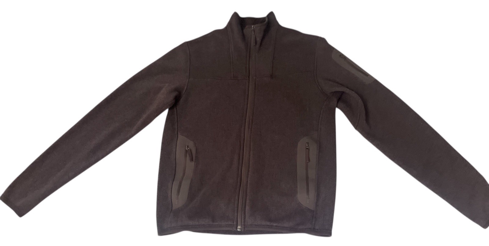 Giacca cardigan Arc'teryx Covert pile zip intera S marrone tasche spesse calde